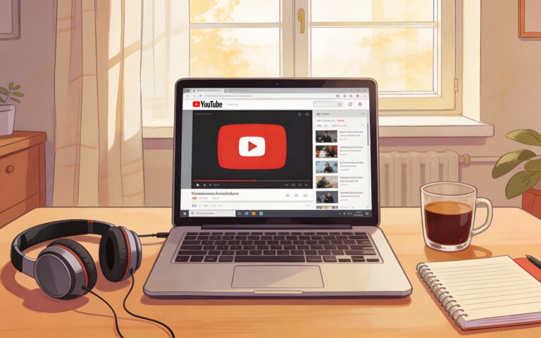 Radni sto sa laptopom i otvorenim YouTube ekranom, ilustracija zarade YouTubera u Srbiji