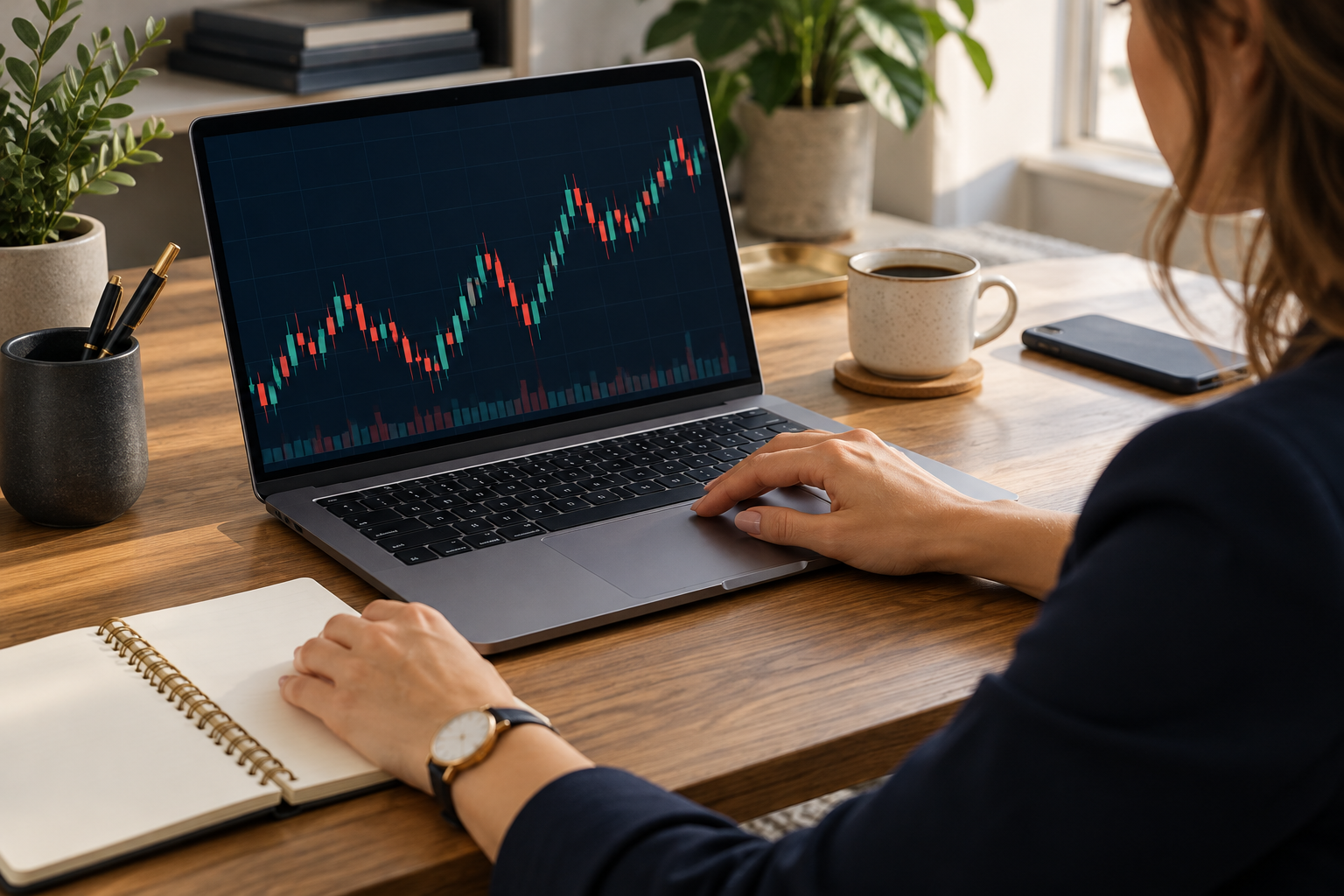 Analiza grafikona finansijskog tržišta na laptopu uz članak o Fortrade iskustvima.
